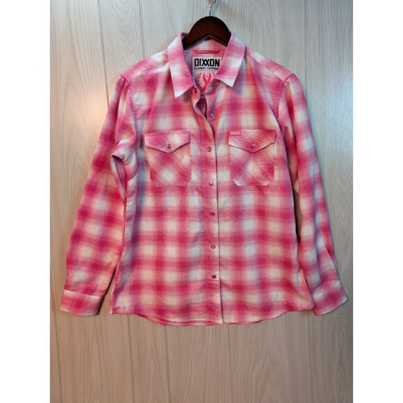 DIXXON Women Flannel Large Shirt Breast Cancer SURVIVOR Plaid Snap Front - Picture 1 of 7